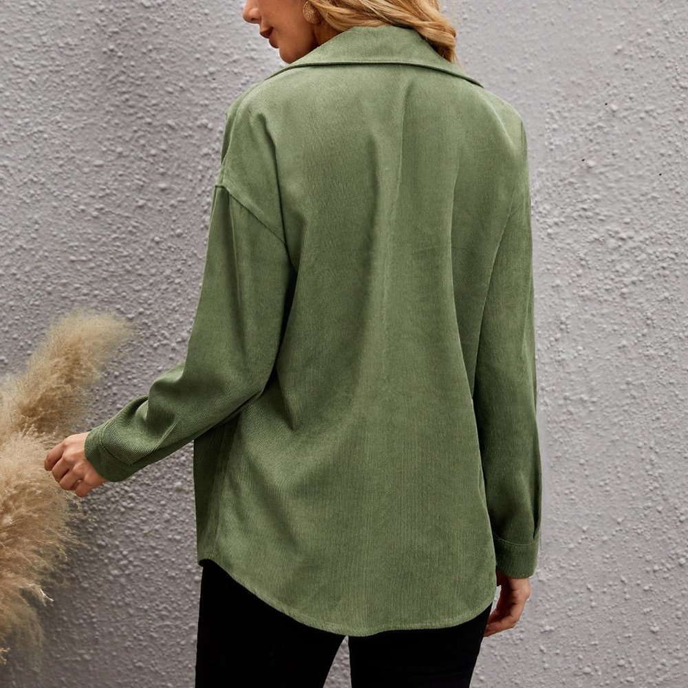 COMFY Green Corduroy Button Down Shirt - Picture 2 of 6